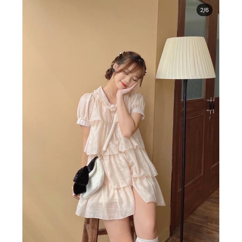 Váy babydoll chất voan tơ ánh 2 lớp