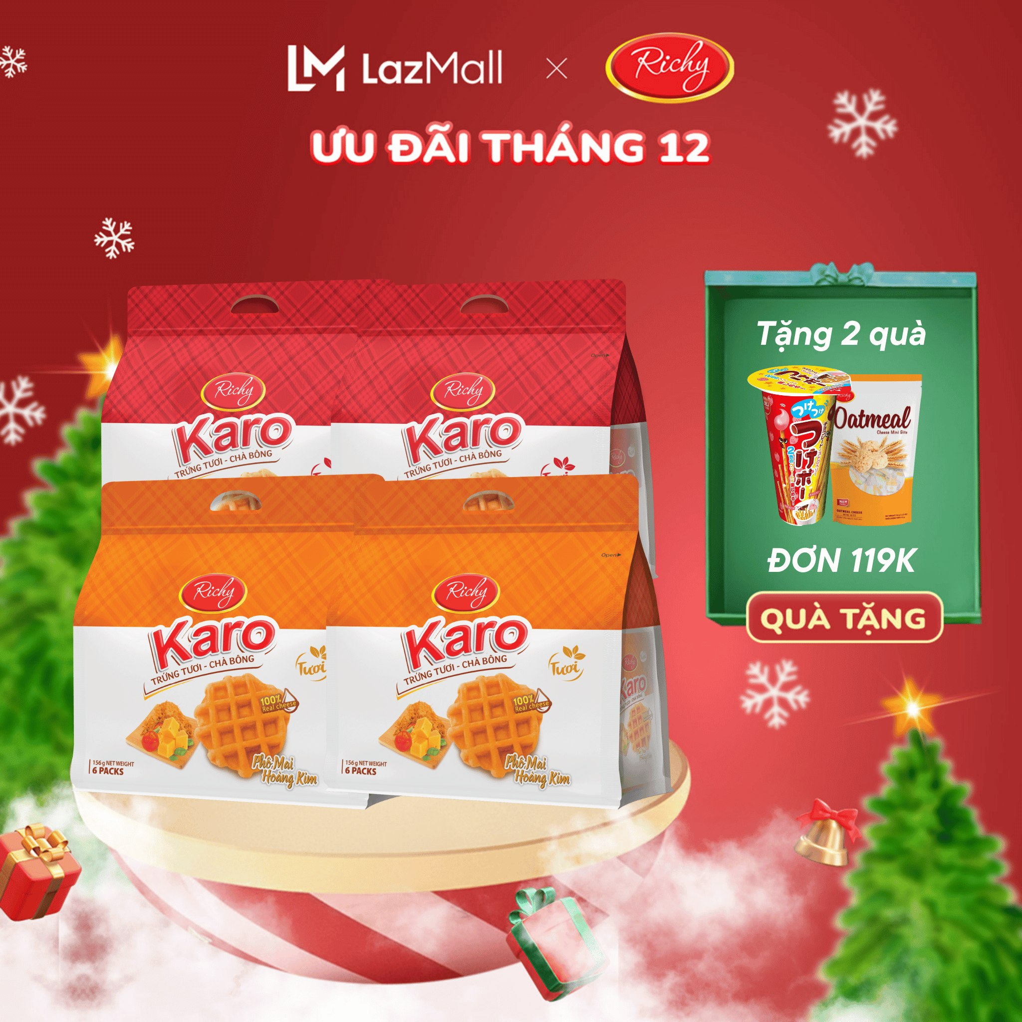 Combo 4 bịch Bánh tươi Richy KARO trứng tươi - chà bông - date 45 ngày từ NSX KH cân nhắc khi mua SL lớn