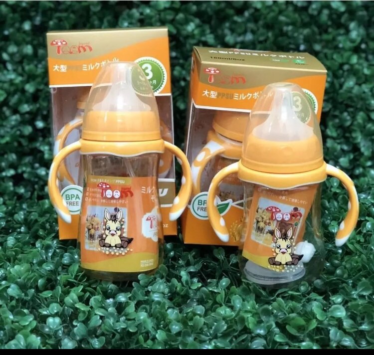 Bình sữa PPSU TOOM cổ rộng 180ml có quai cầm ( tặng kèm núm ti thay thế)