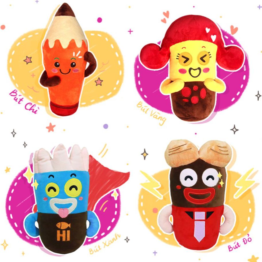 Gấu Bông Nhà Bút Chì HI PENCIL Size 30cm Siêu Êm Ái, Mềm Mại, Dễ Thương Cho Bé