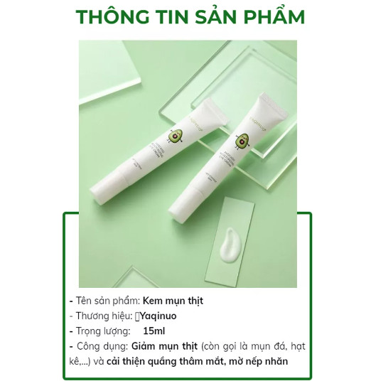 Kem mụn thịt Yaqinuo, kem bơ tẩy mụn thịt quanh mắt, làm mờ nếp nhăn thâm quầng mắt, Kem mụn thịt quanh mắt