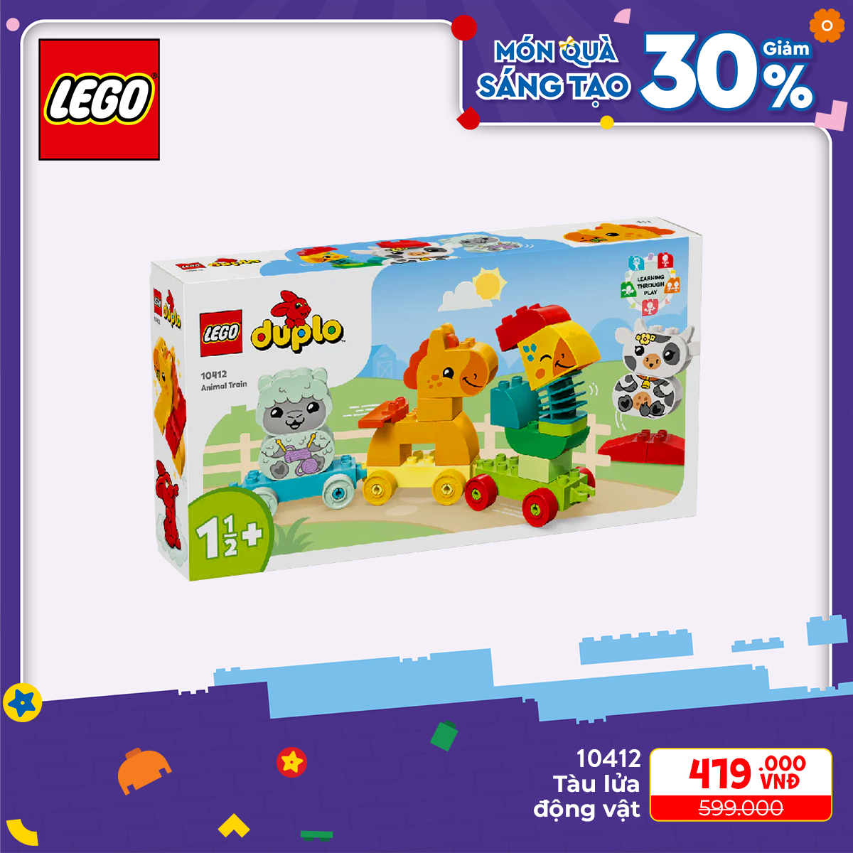 Lego duplo 10412 đồ chơi lắp ráp tàu lửa động vật