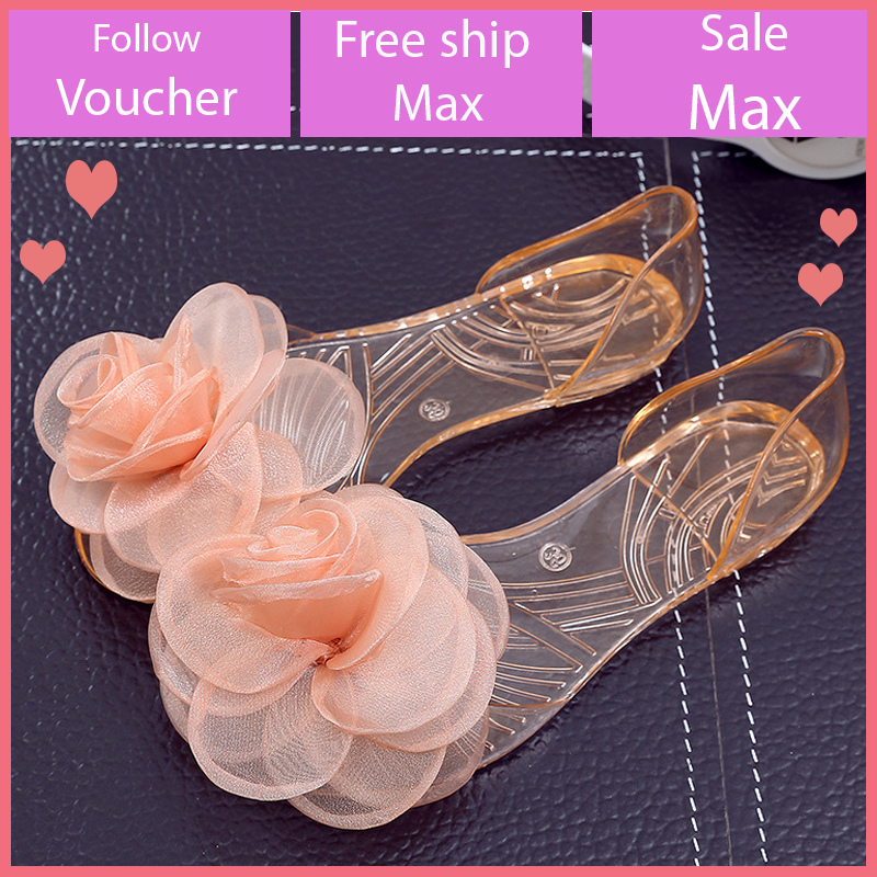 Dép nữ nhựa đi mưa trong suốt đính nơ siêu hot 2021, siêu cute, màu đen, kem, xanh Vietshoes68 V255
