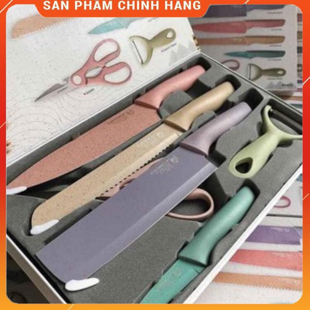 Bộ dao nhà bếp lúa mạch kháng khuẩn 6 món siêu sắc, chổng rỉ sét an toàn sức khỏe chuyên dụng cho căn bếp của bạn siêu tiện lợi