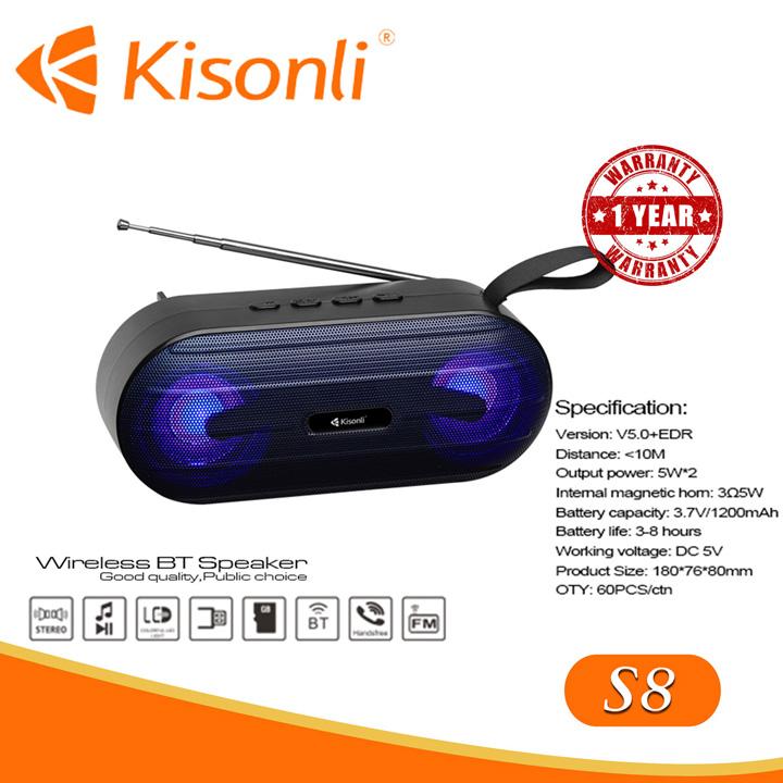 [HCM]Loa mini bluetooth Kisonli S8 tích hợp anten bắt sóng đài FM cực mạnh âm hay hỗ trợ TWS kết nối cùng lúc 2 loa (nhiều màu) - Phụ Kiện 1986