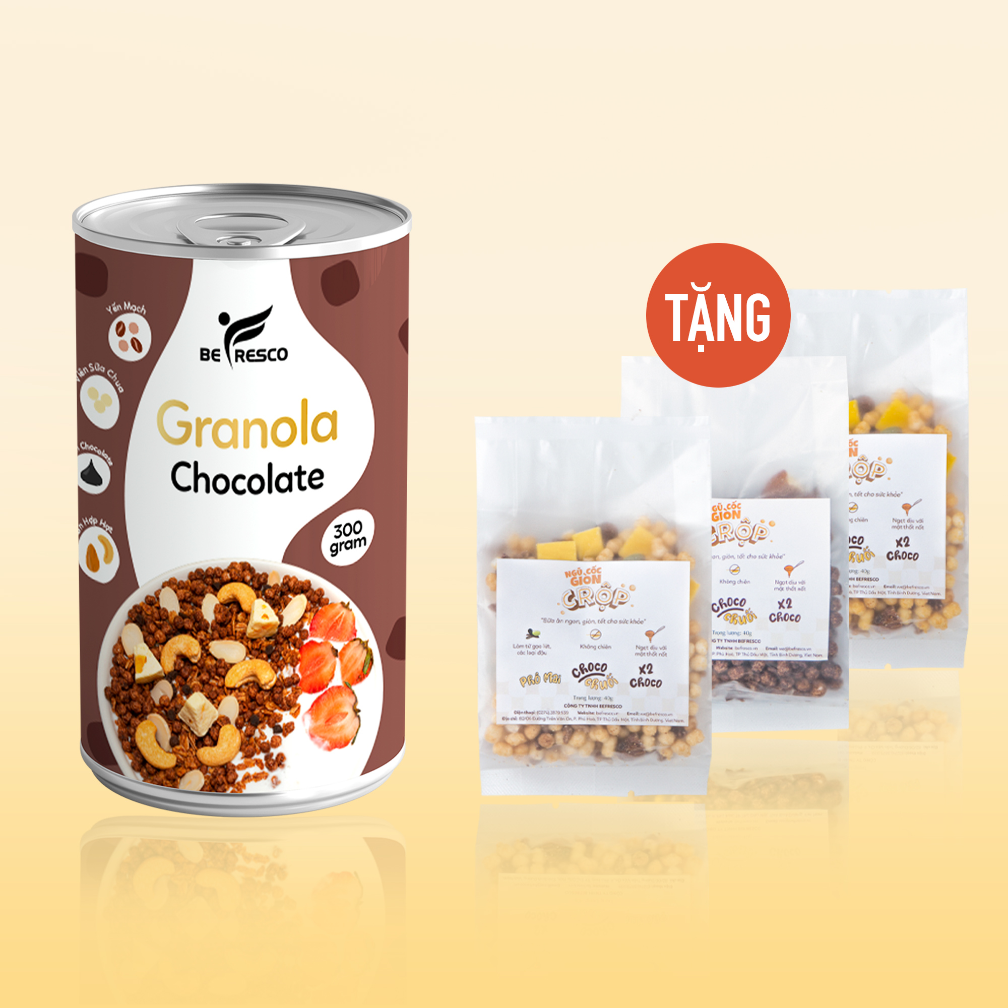 Ngũ Cốc Ăn Kiêng Granola Vị Chocolate Không Nho Khô Mix Sữa Chua Sấy Khô Befresco 300g