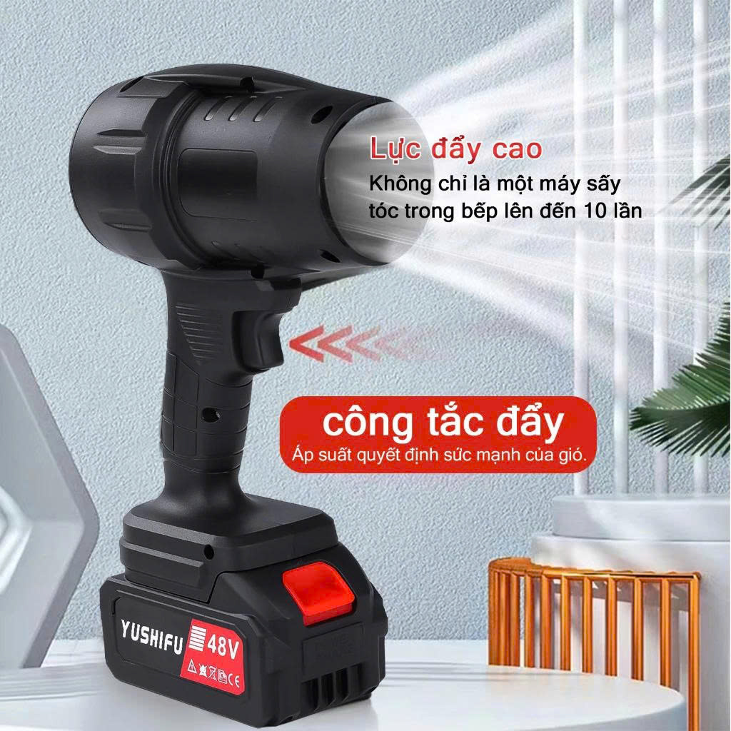 Máy Thổi Phản Lực Siêu Mạnh BFJ, Thổi Bụi, Lá, Rác, Động Cơ Lõi Đồng Sử Dụng Chân Pin Phổ Thông 10cell