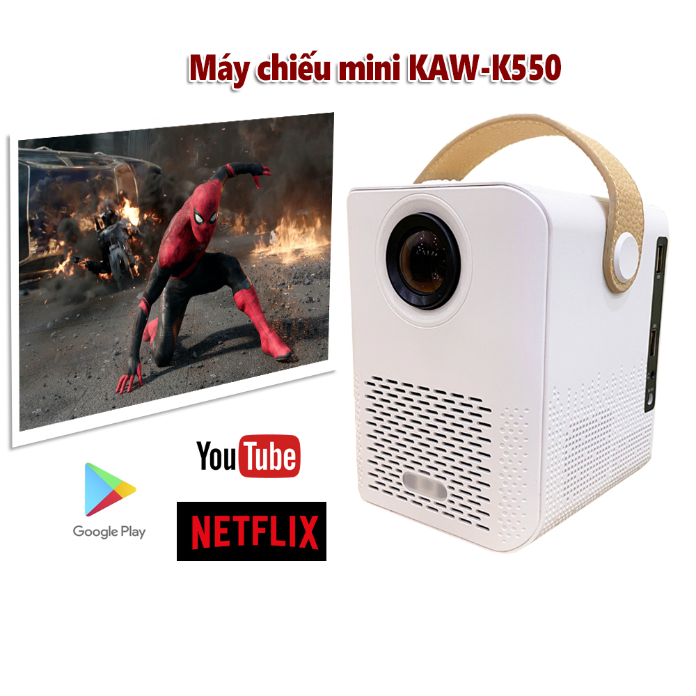 Máy chiếu phim mini - Máy chiếu gia đình -Máy chiếu mini KAW-K550 Full HD 1080p Support Max 60 inch Hình ảnh chân thực sắc nét, âm thanh sống động. Bảo Hành Uy Tín