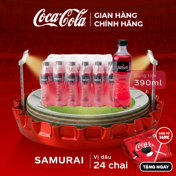 [SIÊU SALE ] Thùng/Lốc 24 Chai Nước Ngọt Giải Khát Samurai Hương dâu 390ml x 24 Sale 8.8 Coca-Cola Chính Hãng_LD