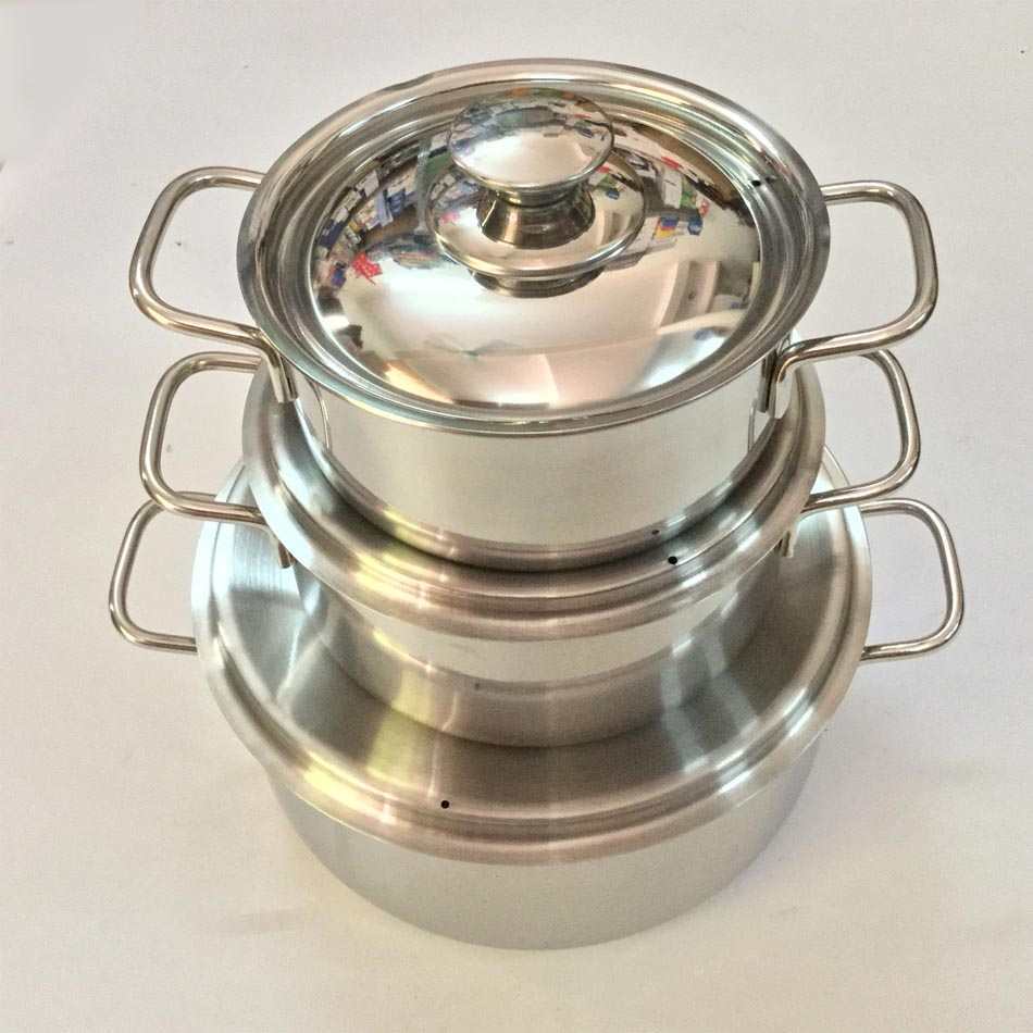Bộ 3 nồi inox SHARP nắp inox 24cm 20cm 16cm dùng dược bếp từ và mọi loại bếp bộ ba nồi inox chắc chắn cao cấp