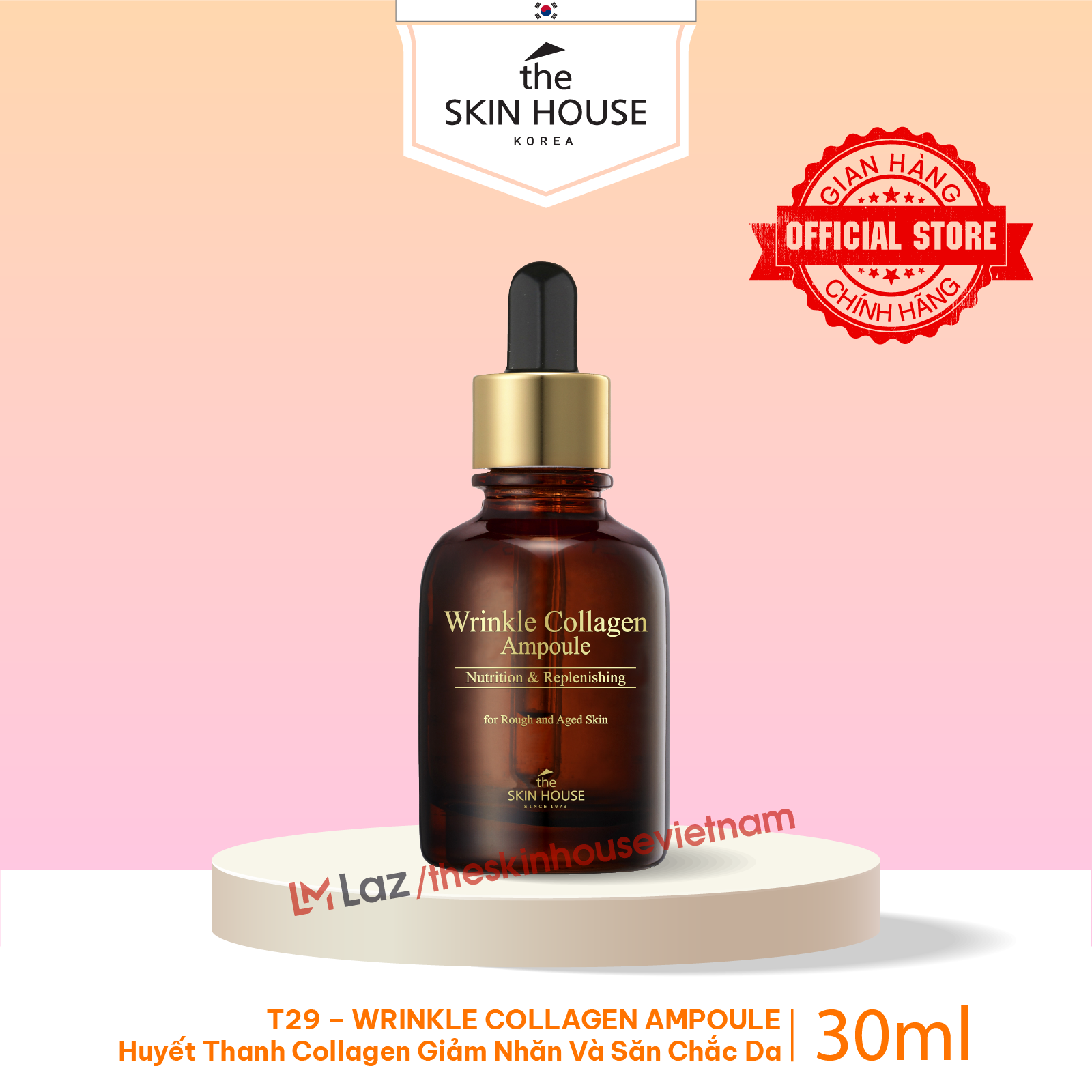 T29 Huyết thanh collagen giúp giảm nhăn và săn chắc da Wrinkle Collagen Ampoule 30ml - The Skin House