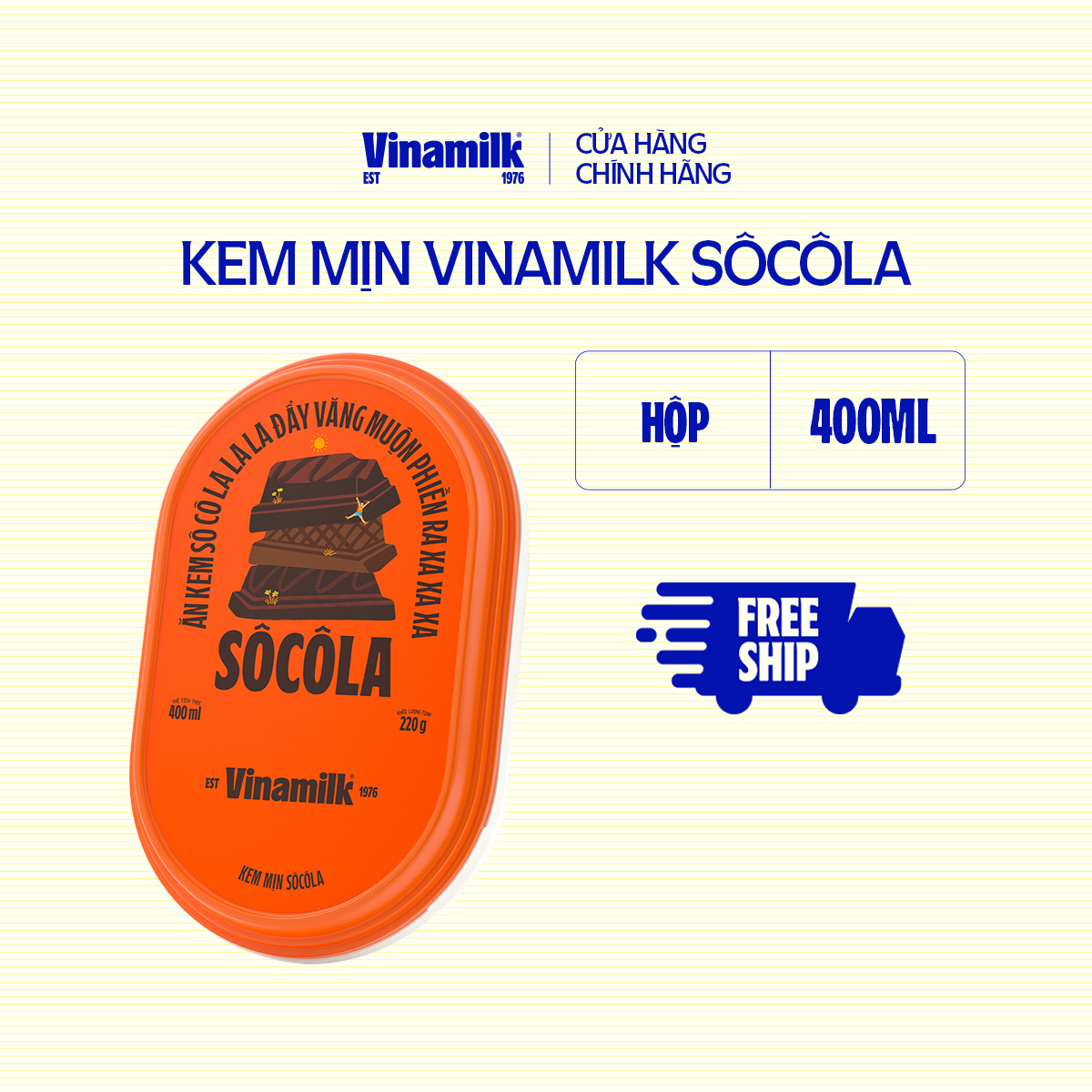 2 Hộp Kem Vinamilk Socola Hộp 400ml
