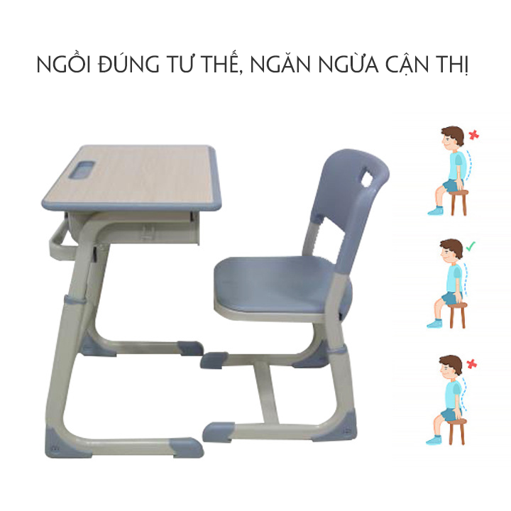 Bàn học sinh chống gù, có ngăn kéo để sách vở, chân bàn chân ghế đúc nguyên khối, thiết kế vừa tầm, đảm bảo sự an toàn tuyệt đối dành cho bé, bàn học sinh, bộ bàn học sinh chống gù cao cấp (ME HOME)