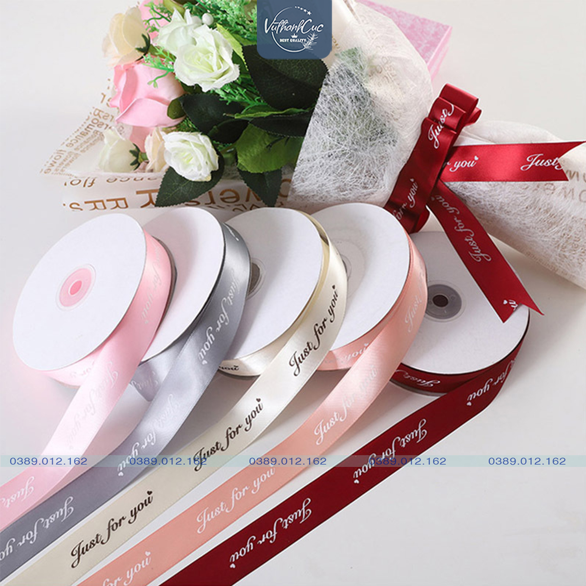 Dây ruy băng lụa chữ ❤️just for you❤️