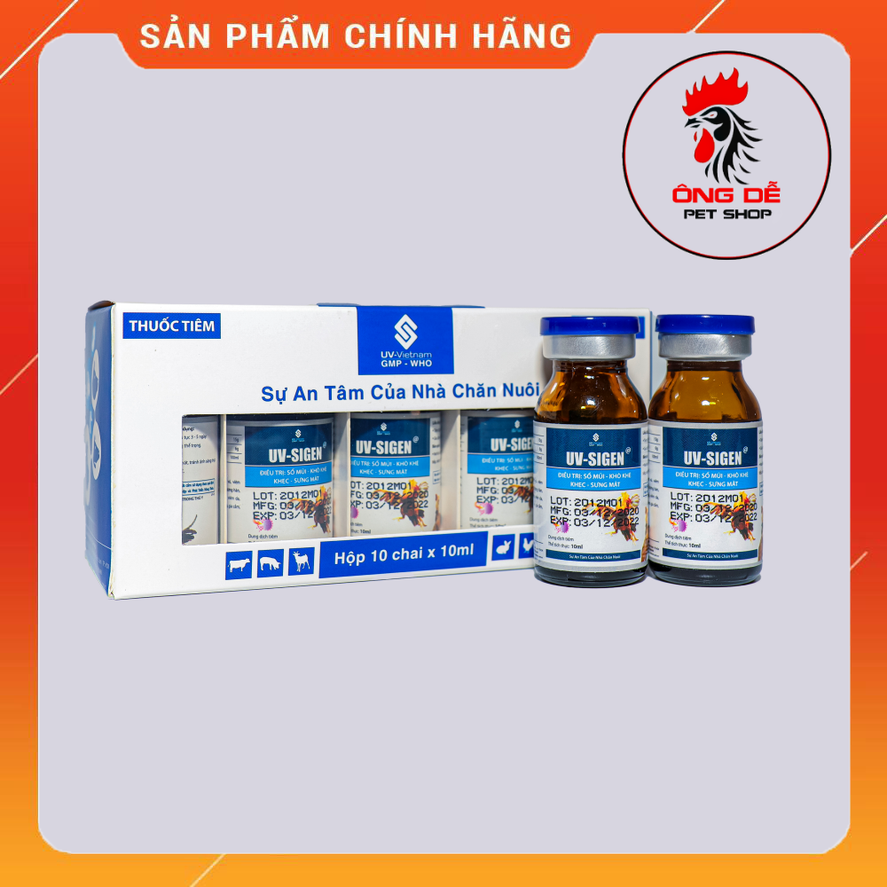 Uv - sigen đặc trị xỗ mũi, khò khè cho gà đá 1 hộp 10 lọ
