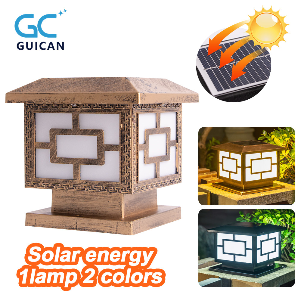 Đèn năng lượng măt trời, đèn led trụ cổng ngoài trời cao cấp kích thước, 2 màu, chống nước IP65 đèn trụ cổng