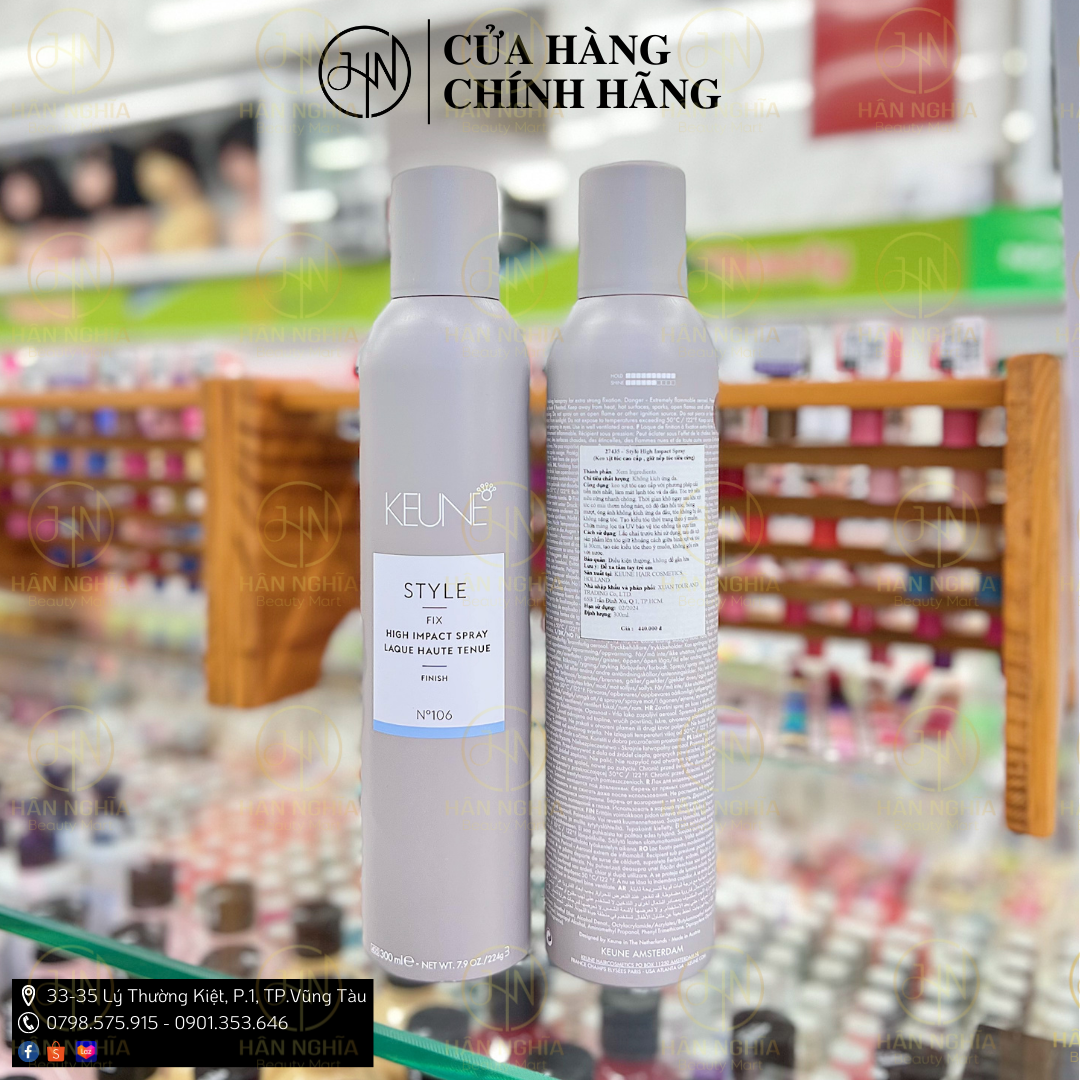 Keo xịt tóc cứng cao cấp KEUNE Style High Impact Spray 300ml No106 giữ nếp tóc siêu cứng dụng cụ tạo kiểu tóc làm tóc chuyên nghiệp salon barber
