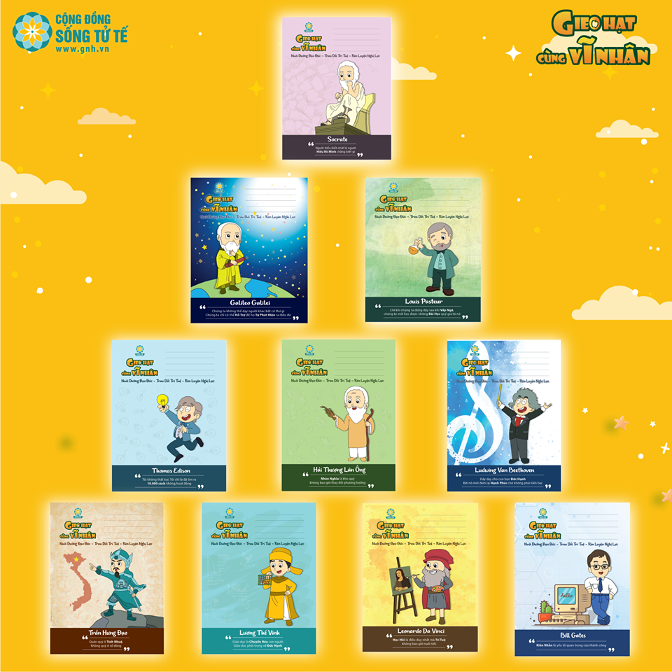 Vở ô li Gieo hạt cùng vĩ nhân (4 li) lốc 10 cuốn
