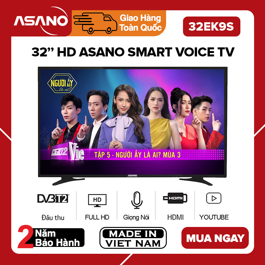 [TRẢ GÓP 0%] Smart Voice Tivi Asano 32 inch Kết nối Internet Wifi 32EK7 32EK9S HD Ready Android 8.0 Tích hợp giọng nói (Không Kèm Voice Remote)  Youtube Tích hợp DVB-T2 Tivi Giá Rẻ - Bảo Hành 2 Năm