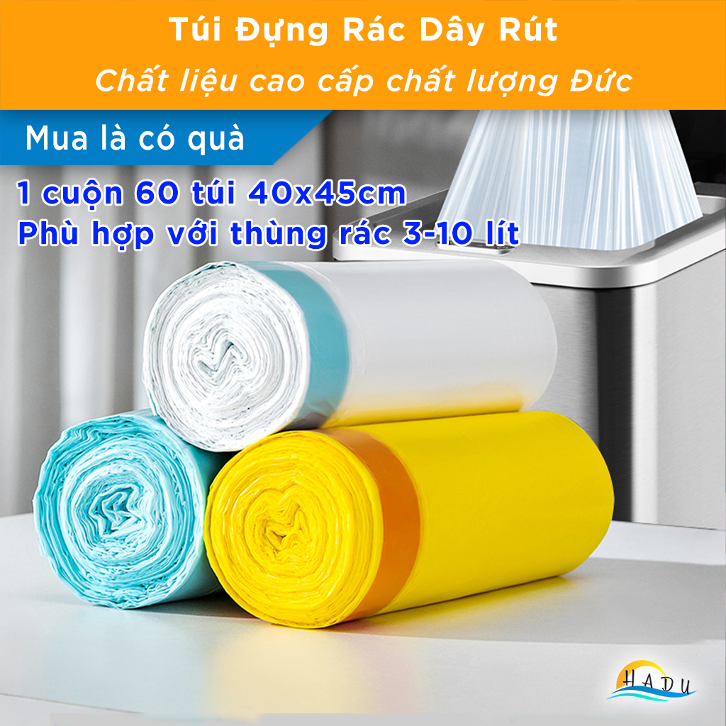 1 Cuộn 60 Chiếc Túi Đựng Rác Dây Rút 40x45cm Cao Cấp Đạt Chất Lượng Đức