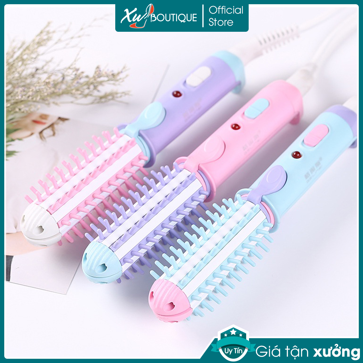 Máy Uốn, Duỗi , Ép Tóc, Kiêm Lược Điện Mini 2 In 1 Cute