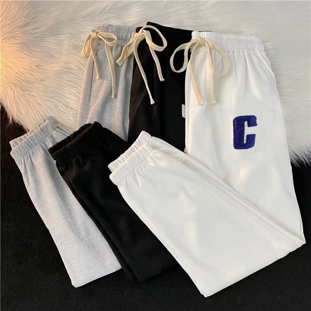 Quần Jogger Tổ ong Chữ C - Quần ống rộng bo gấu thể thao unisex dày dặn phong cách Ulzzang