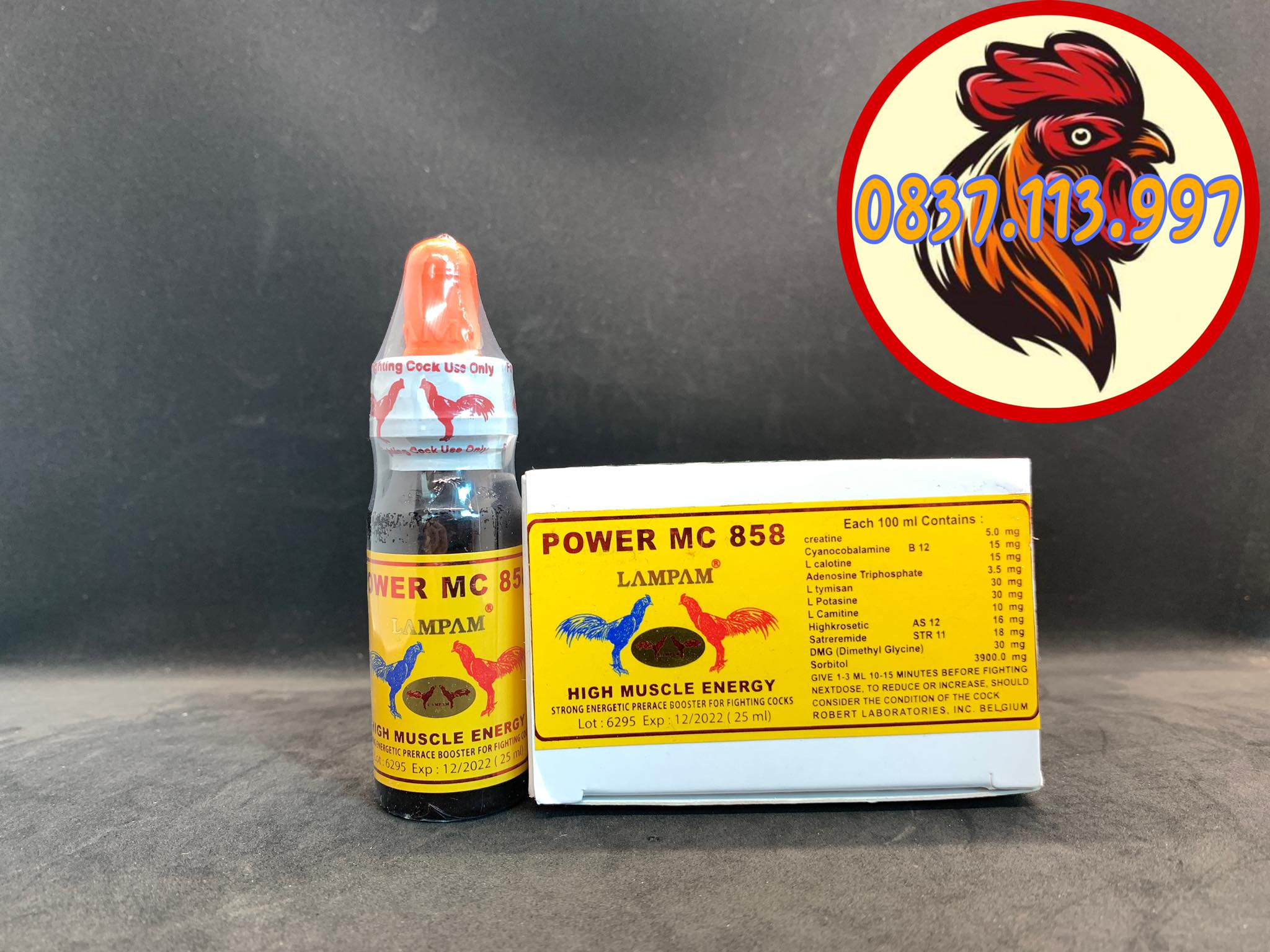 Mc 858 nhỏ đá thái, tăng bo, tăng sức bền cho gà đá chai 25ml