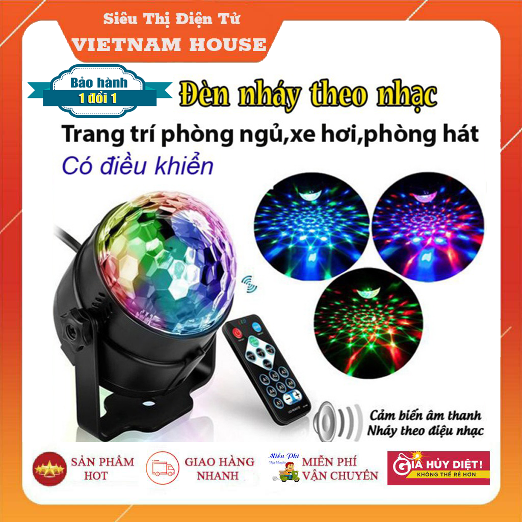 🔴Đang Sale >>Đèn Led Sân Khấu Đổi Màu Theo Nhạc, Đèn LED 7 Màu Vũ Trường Đẳng Cấp - Tặng Kèm Remote Điều Khiển - Bảo Hành 6 Tháng.