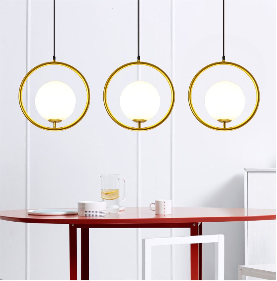 Bộ 3 đèn thả KONA trang trí nhà cửa - kèm thanh ngang bắt trần và bóng LED chuyên dụng