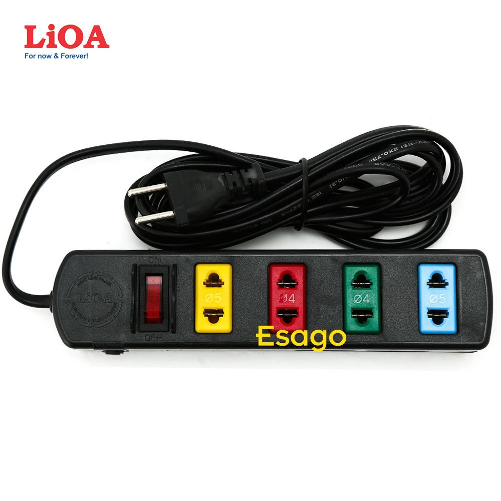 [HCM]Ổ cắm kéo dài LiOA 2200W 4 ổ cắm 2 chấu 3 mét dây có bảo vệ quá tải bằng CB