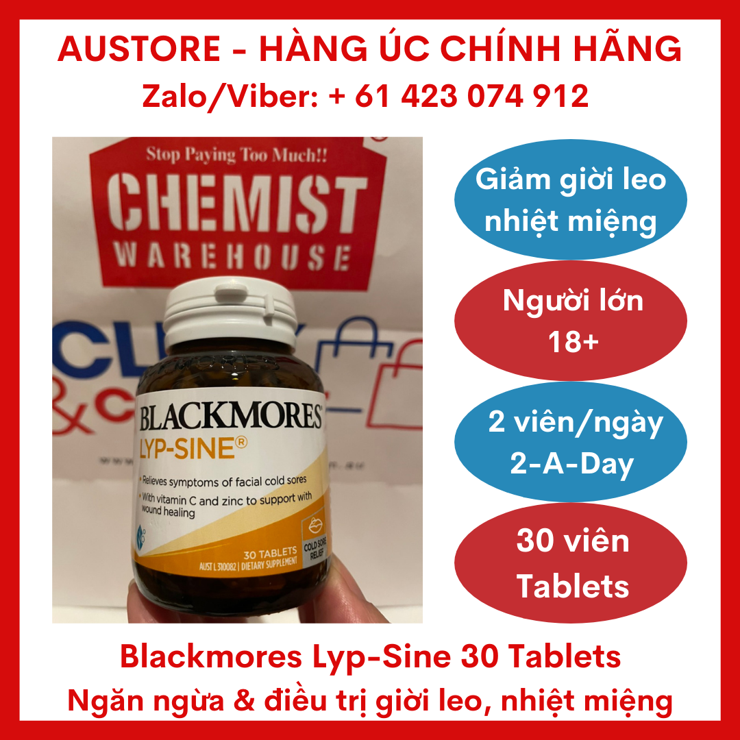 [Bill Úc] Blackmores Lyp-Sine 30 Tablets - Viên uống giảm nhiệt miệng, điều trị giời leo Blackmore Lypsine