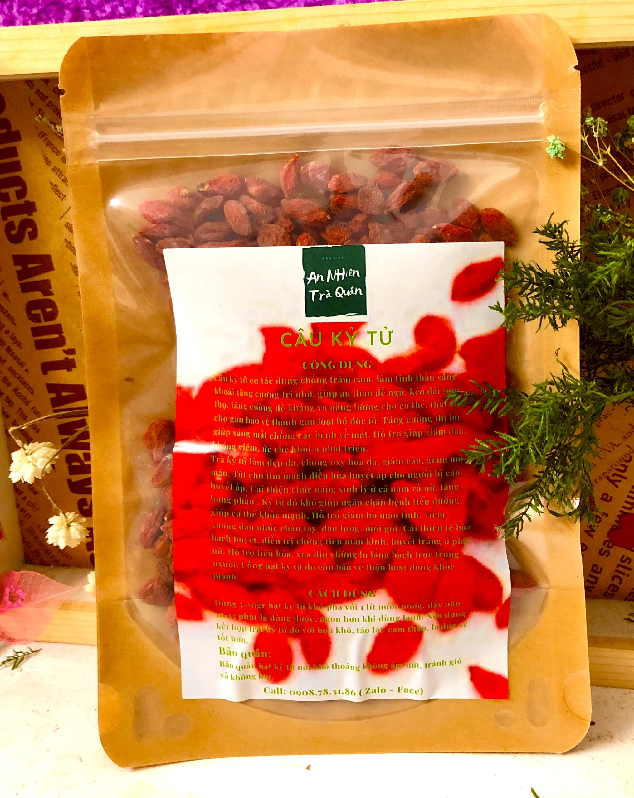 Kỷ tử sấy khô 200gr trà kỷ tử ngọt thơm ngon - hạt kỉ tử đỏ