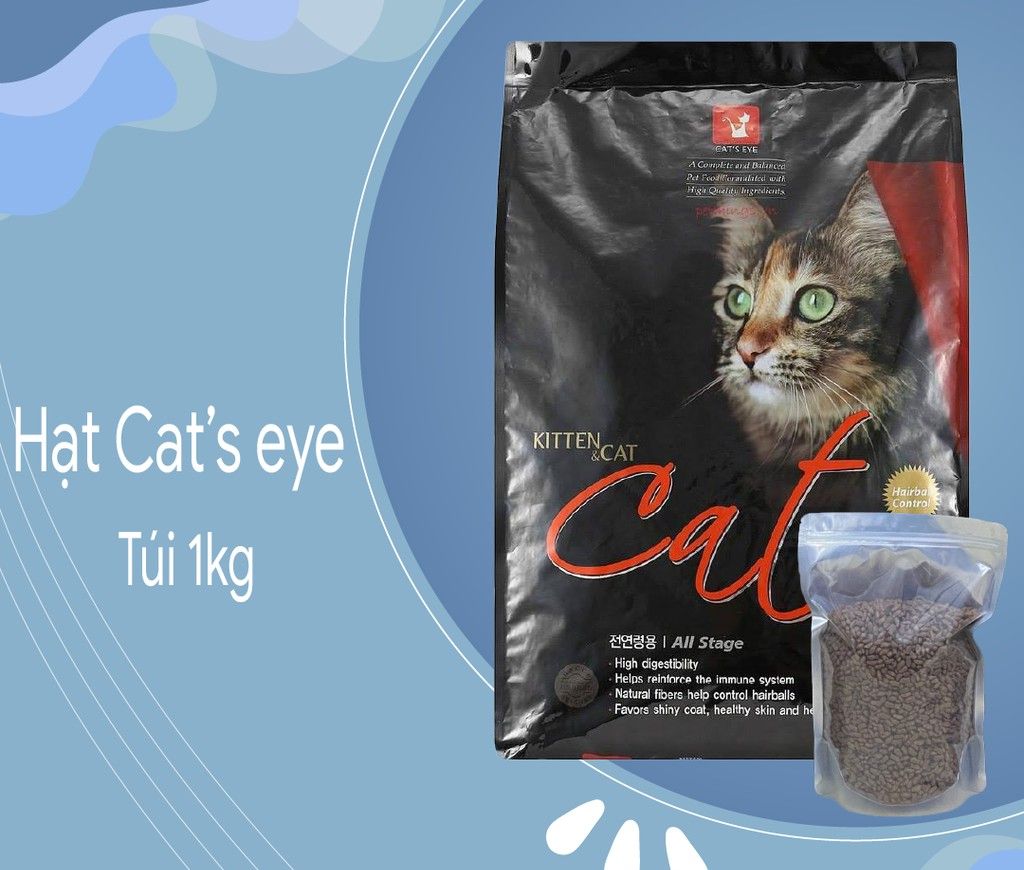 1 gói thức ăn hạt cat eye túi chiết lẻ 1kg cho mèo