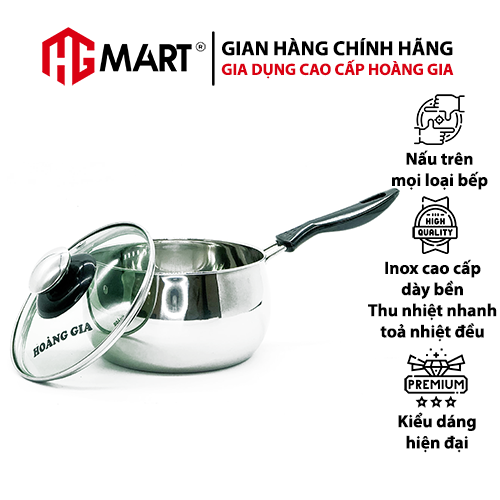 Nồi nấu bột inox-304 2 đáy từ nắp kính Hoàng Gia cao cấp