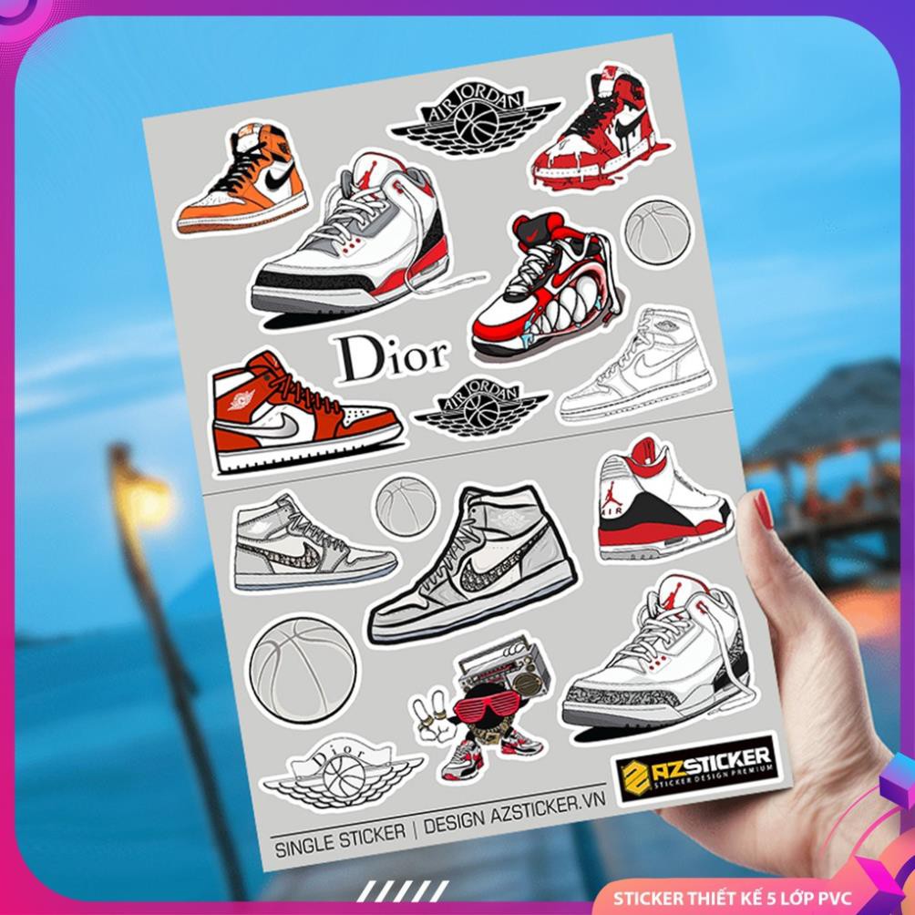 Hình giày jokdan | sticker dán xe, tem dán xe máy, xe điện chống thấm nước, chống bay màu