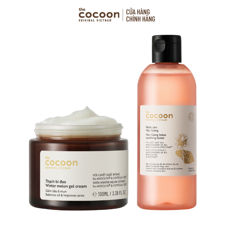 COMBO 1 Thạch Bí Đao Cocoon Cấp Ẩm Và Ngừa Mụn 100ml + 1 Nước Sen Hậu Giang 310ml