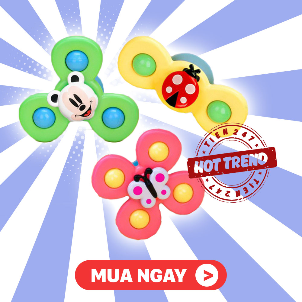 Set 3 đồ chơi con quay chong chóng dính tường Spinner xúc xắc xoay 360 độ - Con quay dán tường - 3 chong chong quay dan tuong - Luna Baby