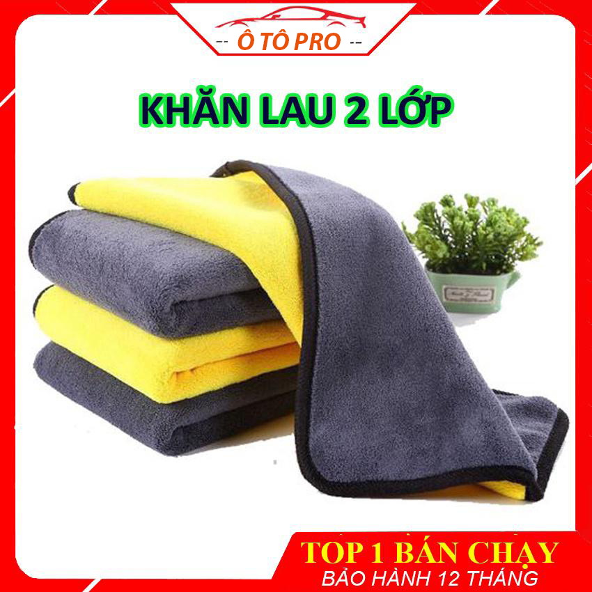 Khăn lau ô tô, xe hơi 2 lớp microfiber mềm mịn, siêu thấm hút