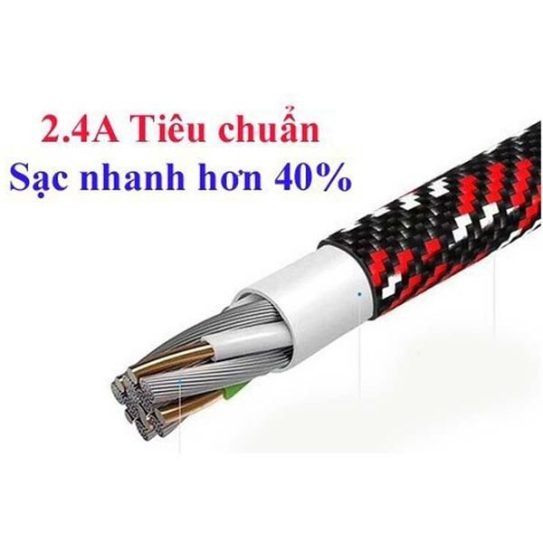 Dây sạc - cáp sạc nhanh 2.4A bọc dù chống đứt cổng -TYPE C - oppo samsam sung