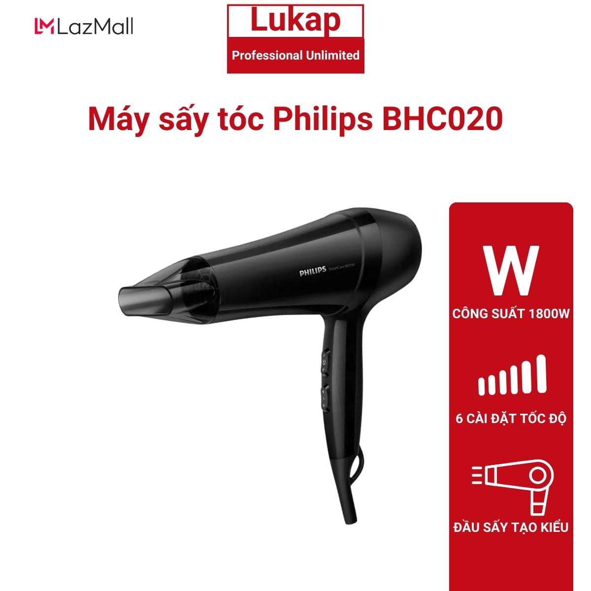 Máy sấy tóc Philips BHC020 2 chiều nóng lạnh công suất lớn 1800W dùng cho salon, gia đình, nam nữ - Bảo hành 2 năm Lukap