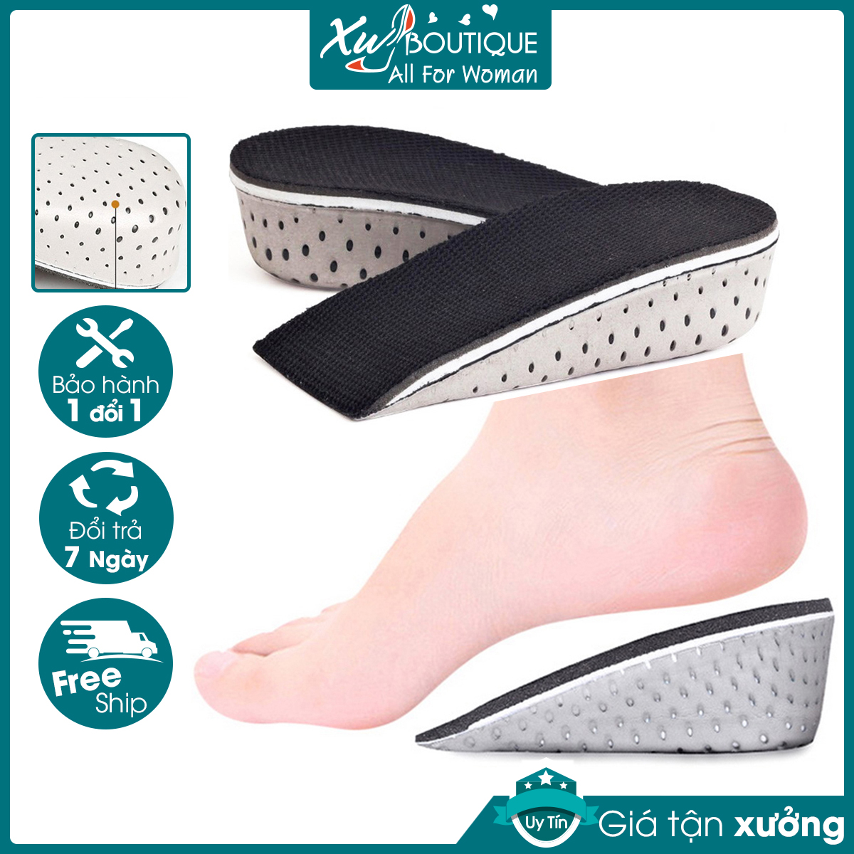 Miếng Lót Độn Đế Giày Tăng Chiều Cao 3.5CM, Lót Nửa Bàn 4D-EVA