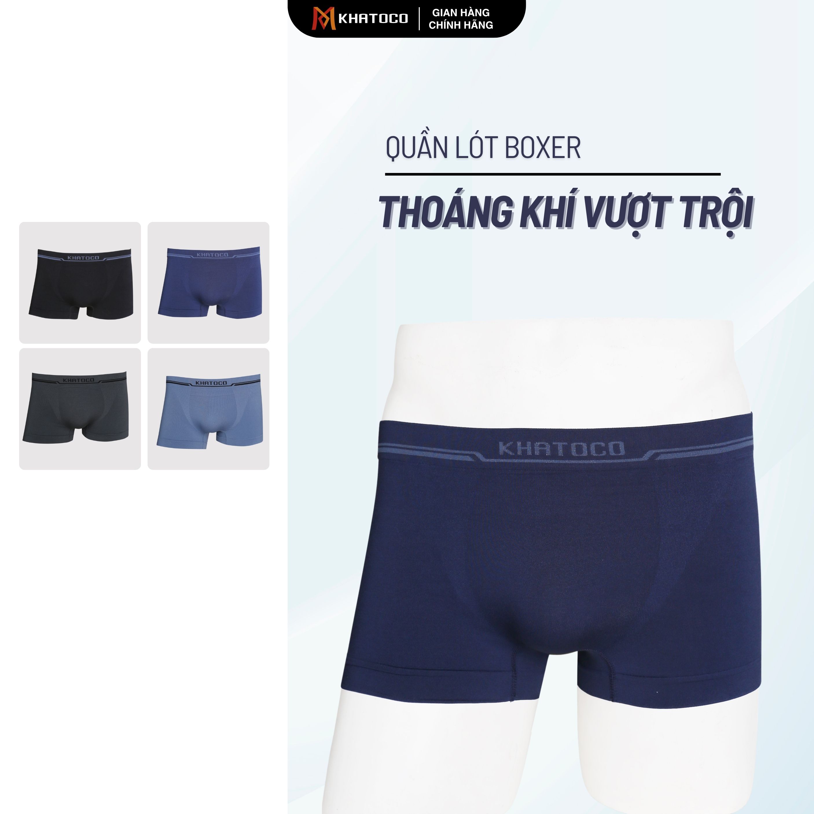 Quần lót nam KHATOCO Boxer thoáng khí tốt nâng đỡ hoàn hảo mã 18452