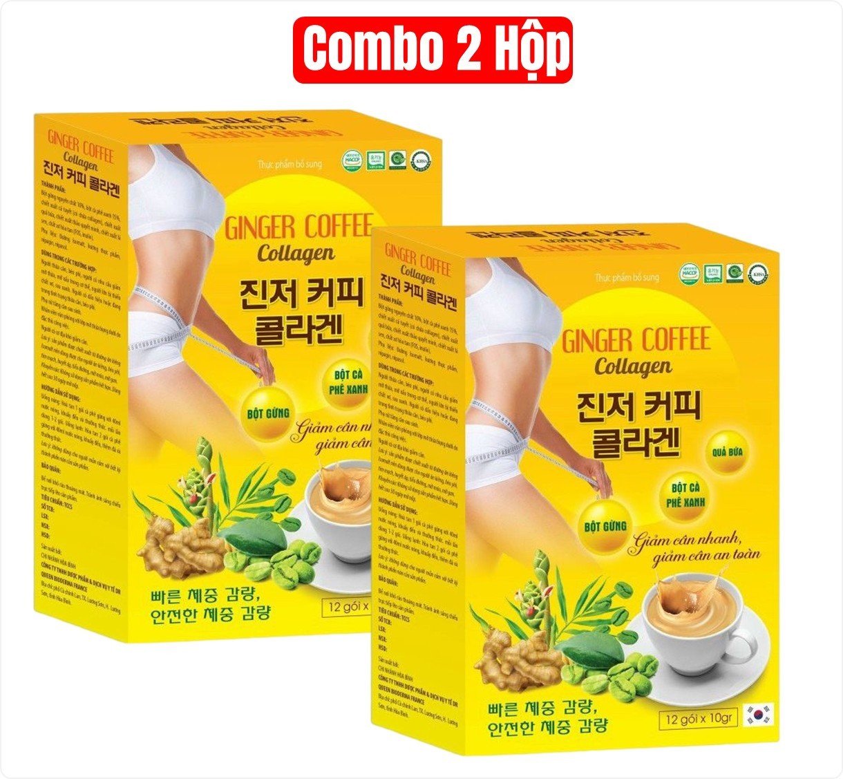 Combo 2 hộp Cafe Gừng Ginger Coffee Collagen Hỗ trợ giảm mỡ thừa