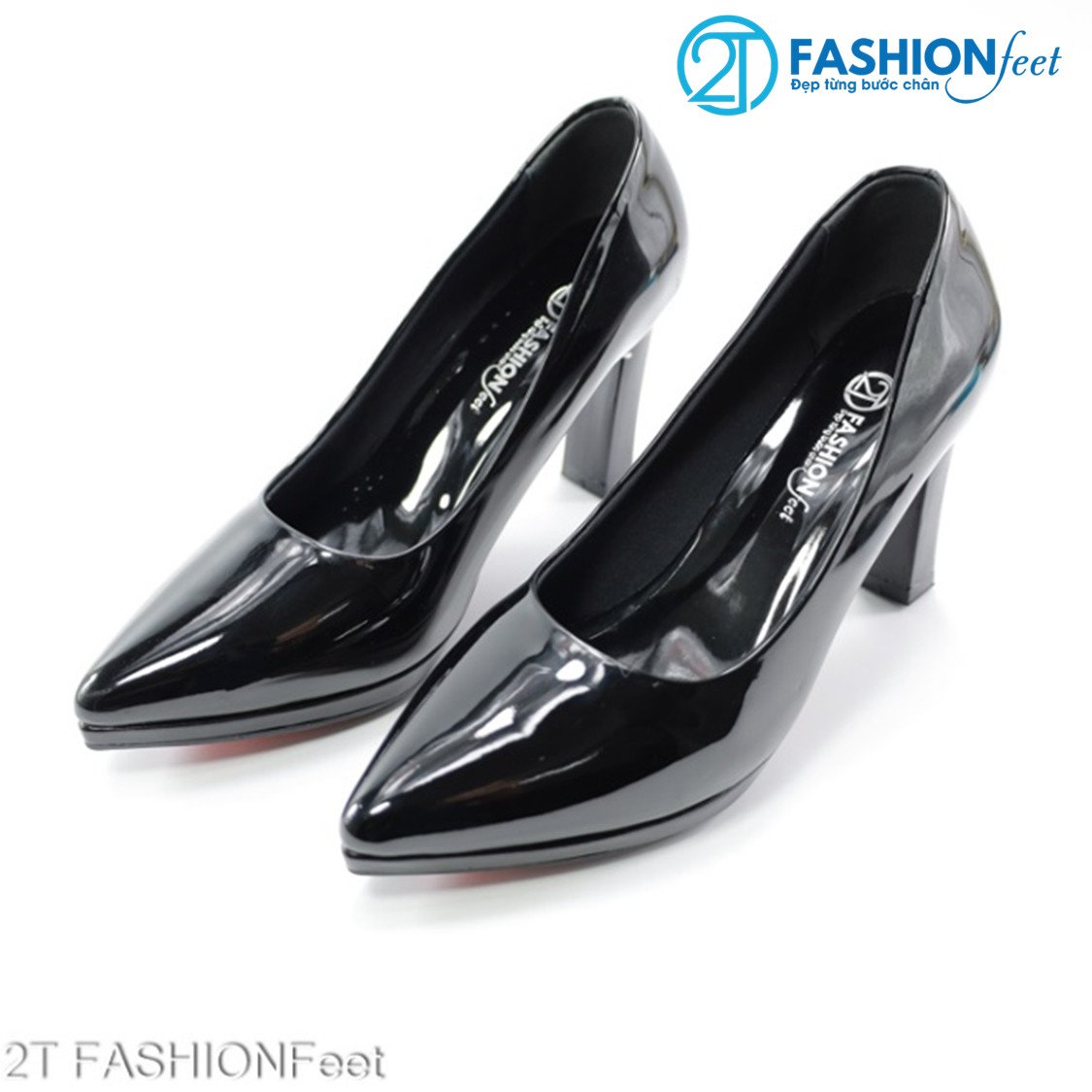 Giày Cao Gót Nữ Da Bóng  Chính Hãng 2Tfashion Feet, Mũi Nhọn,Kiểu Dáng Cơ Bản , Đế Đúp Cao 7 Phân - HA12ĐB7