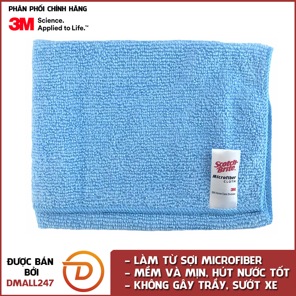 Khăn lau ô tô chuyên dụng chống trầy xước Microfiber 3M 37x37cm KL-3737 - Dmall247, chăm sóc ô tô, vệ sinh làm đẹp ô tô