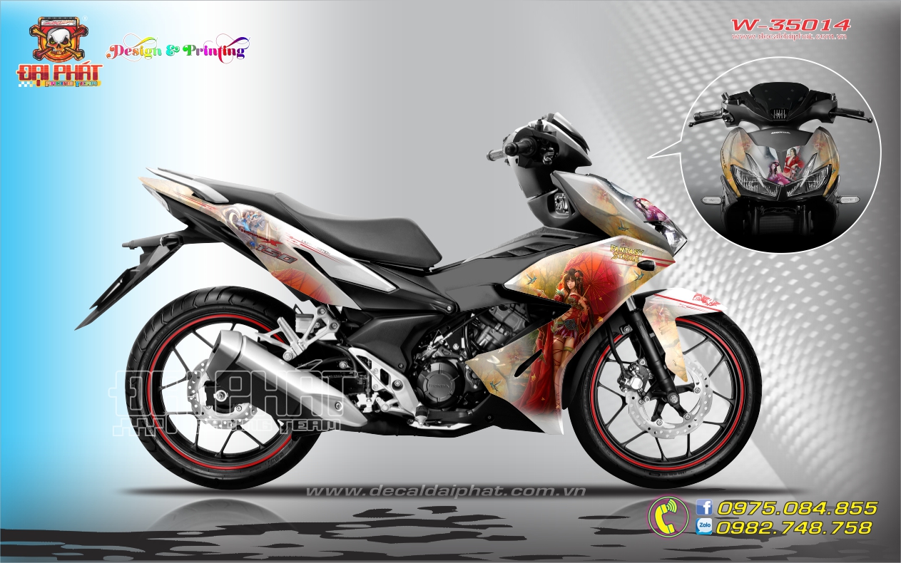 Tem Trùm Winner X 150 Thiết Kế Fantasy Trắng Đỏ