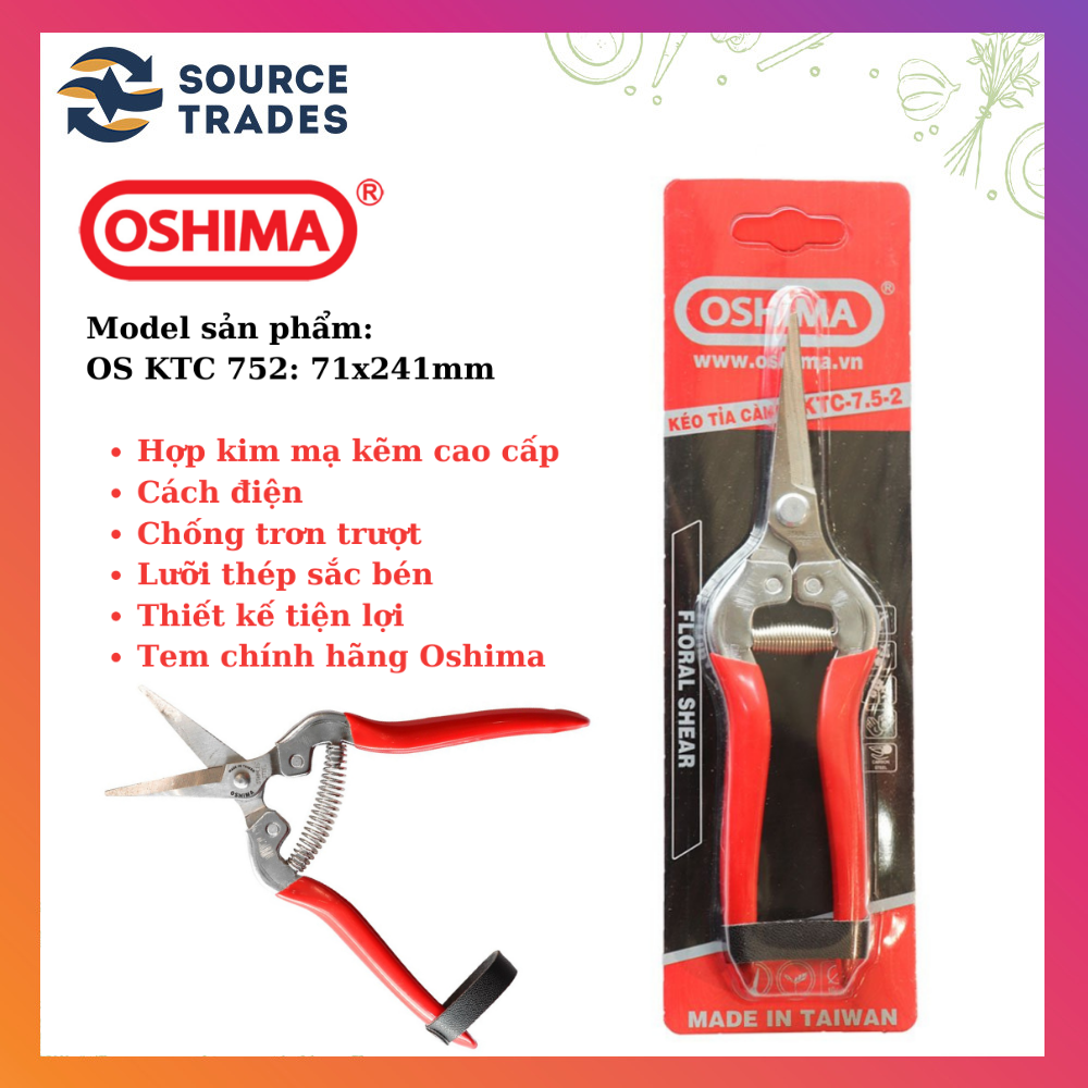 Kéo cắt cành cầm tay làm vườn Oshima KTC 752