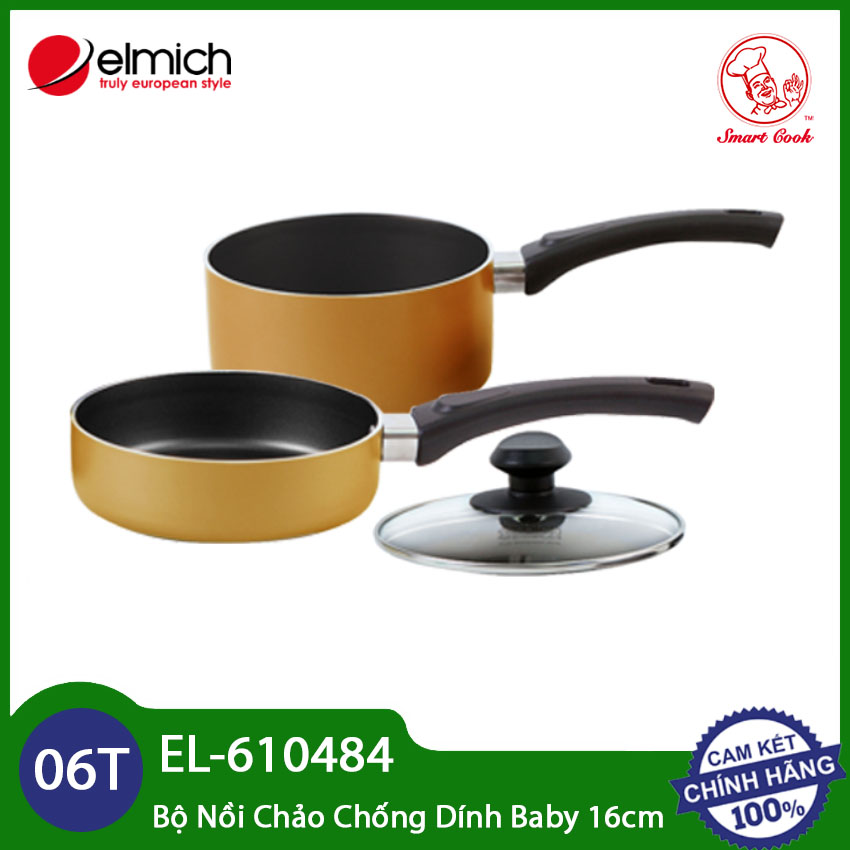 Bộ nồi chảo chống dính 16cm Elmich Smartcook Baby Star EL-610484 KM dùng bếp từ (có lựa chọn mua lẻ)