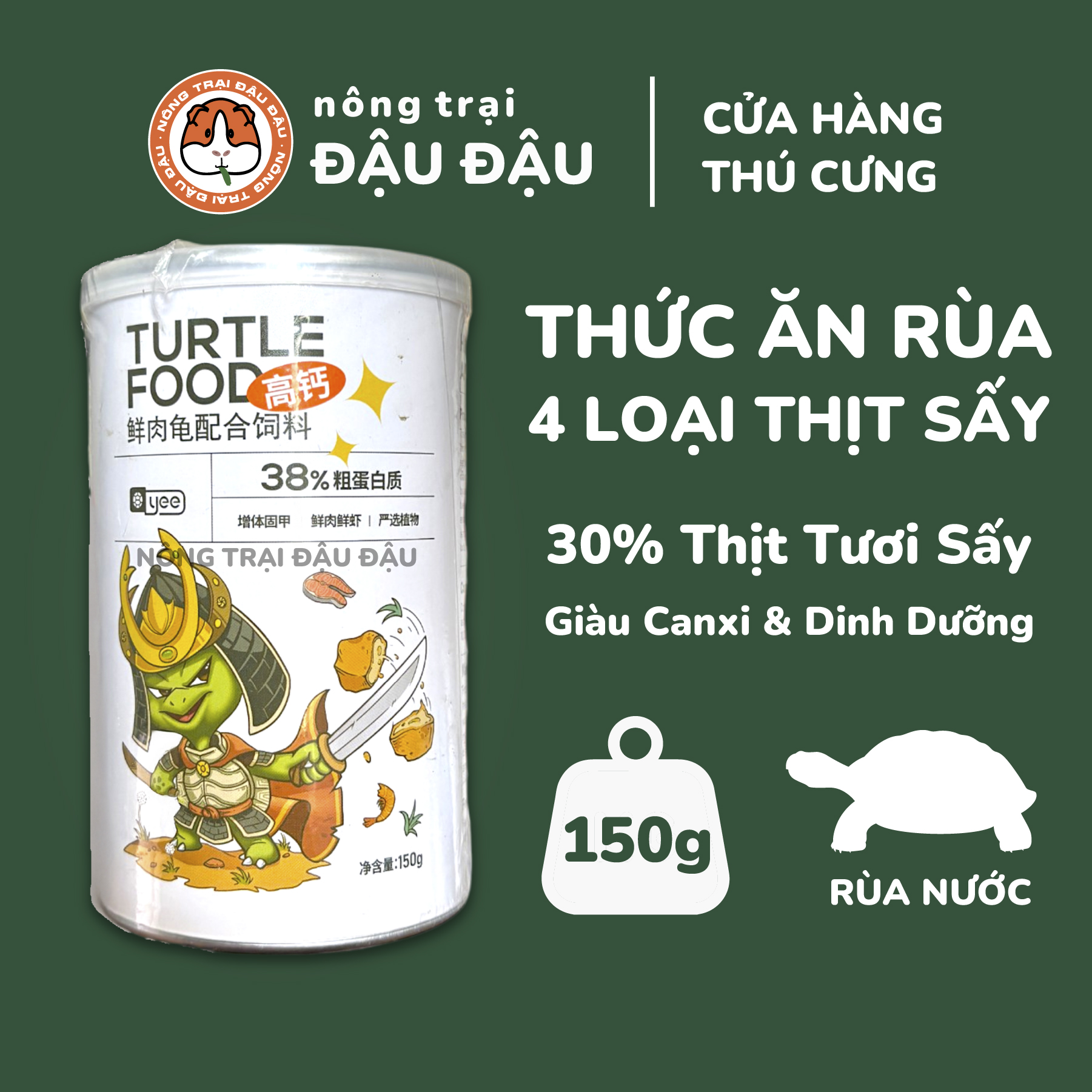 Thức Ăn Cho Rùa Yee Giàu Canxi Chứa 4 Loại Thịt Đông Khô Cám Cho Rùa Hộp 150g