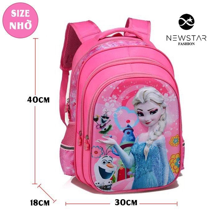 Cặp học sinh Elsa Balo Đi Học Dòng chống gù lưng chất liệu chống thấm tuyệt đối + Tặng Bộ Màu.